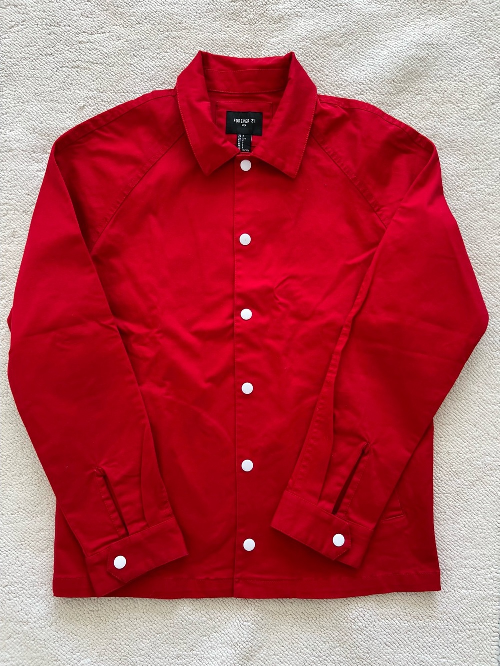 Forever 21 Men’s Bright Red Casual Lightweight Shirt Jacket Size: S